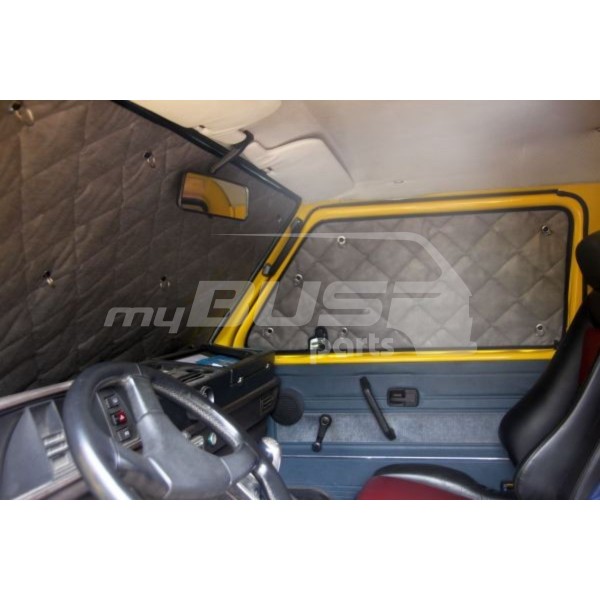 thermal mat set black opaque in front for vehicles without opening triangular windows compartible for VW T3
