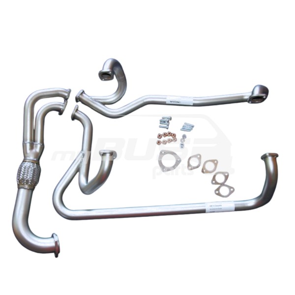 Exhaust pipe set with side pipe made of stainless steel suitable for VW T3 WBX Syncro MV SS