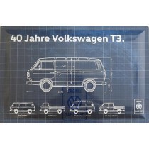 Blechschild Motiv 40 Jahre Volkswagen T3