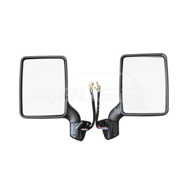 Electrically adjustable exterior mirrors with factory electrical connections, heated