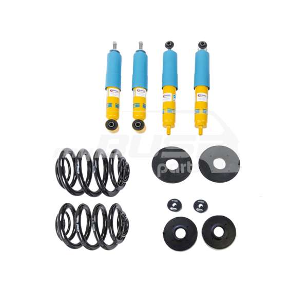 Federn Stoßdämpfer Set VW T4 Komplettset Federn & Stoßdämpfer Für VW Bus T4 - 2x LESJÖFORS Verstärkte Federn + 4x Meyle Gasdruck-Dämpfer Passend Für T4 Modelle