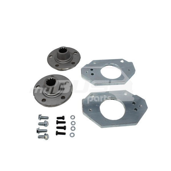 2WD Syncro 14inch adapter set incl wheel flanges for changeover rear brake disc T3 to T4 compartible for VW T3
